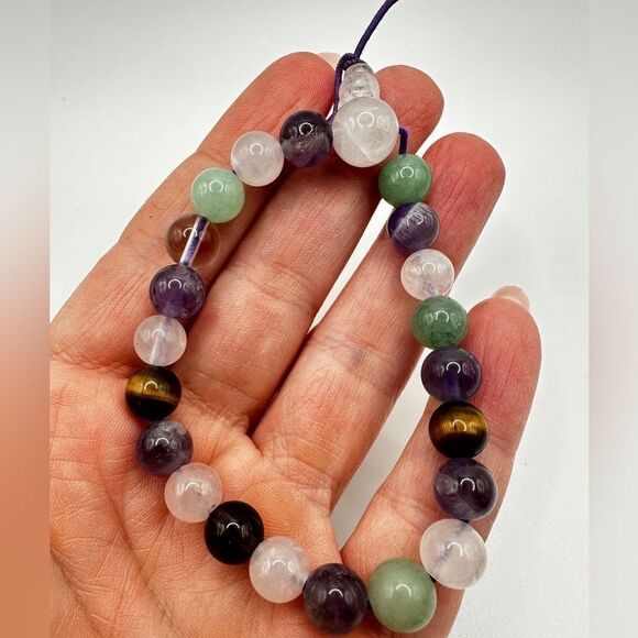 Multi-gemstone 9mm round beaded stretchy bracelet! - Picture 5 of 10